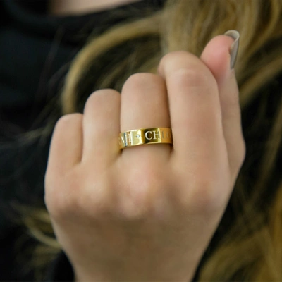 Sarah Chloe Ciela Band With Center Diamond In Gold Plated