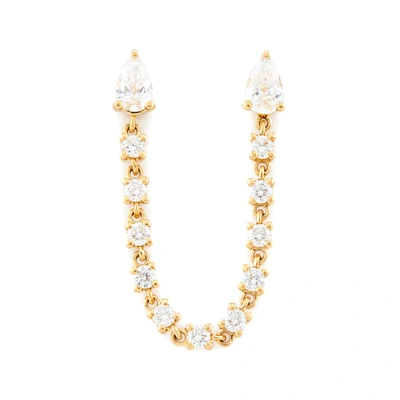 Shop Anita Ko Double Pear Loop Earring In Yellow Gold/white Diamonds