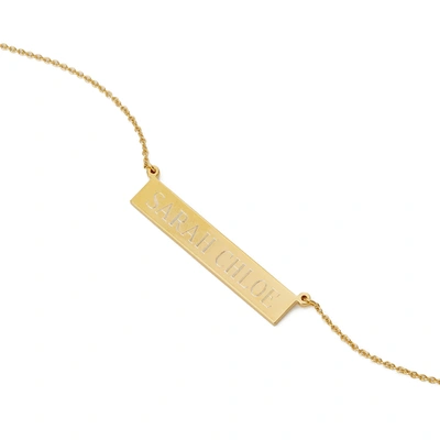 Shop Sarah Chloe Leigh Id Name Necklace In Yellow Gold