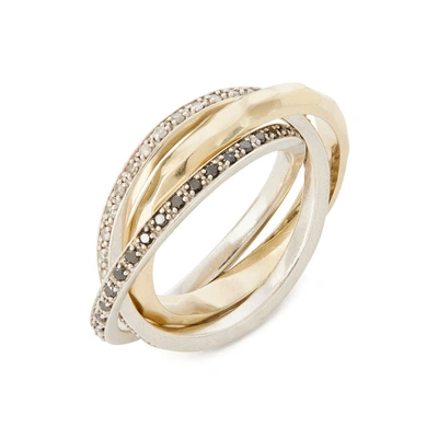 Shop Nancy Newberg Triple Ring In Yellow Gold/white Gold