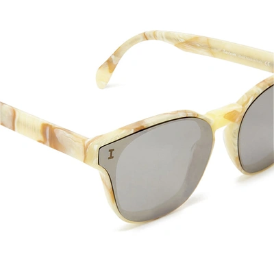 Shop Illesteva Martinique Cat-eye Sunglasses In Cream Marble/silver Mirror