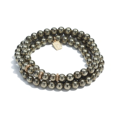 Shop Sheryl Lowe Pyrite Wrap Bracelet In Black