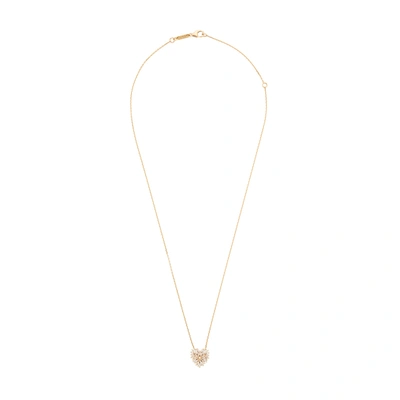 Shop Suzanne Kalan Small Heart Necklace In Yellow Gold/white Diamonds