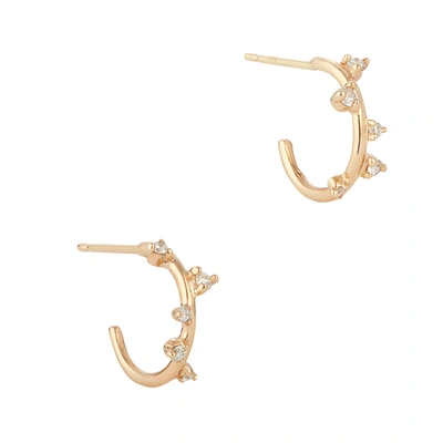 Shop Sophie Ratner Mini Scatter Hoops Earring In Yellow Gold/white Diamonds