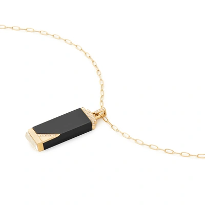 Shop Sorellina Plain Gemstone Tablet Necklace In Yellow Gold/black/white