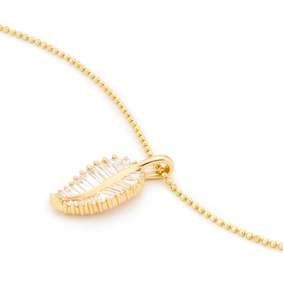 Shop Anita Ko 18-karat Yellow-gold Palm Leaf Necklace In Yellow Gold/white Diamonds