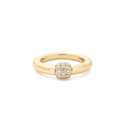 Shop Sophie Ratner Triple Diamond Domed Ring In Yellow Gold/pave