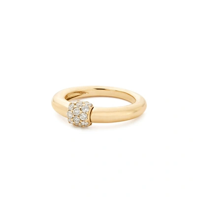 Shop Sophie Ratner Triple Diamond Domed Ring In Yellow Gold/pave