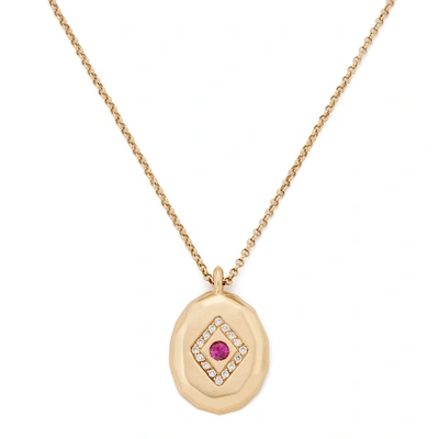 Shop Michelle Fantaci Beveled Mirror Necklace In Yellow Gold/white Diamond/ruby