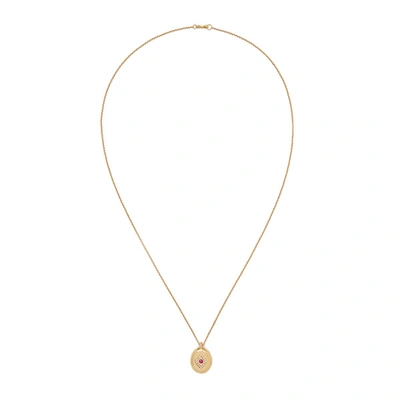 Shop Michelle Fantaci Beveled Mirror Necklace In Yellow Gold/white Diamond/ruby
