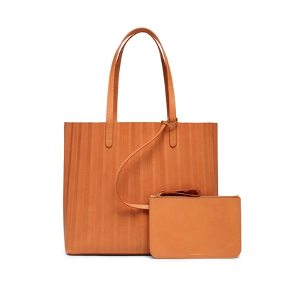 Shop Mansur Gavriel Pleated Tote Bag In Cammello/rosa