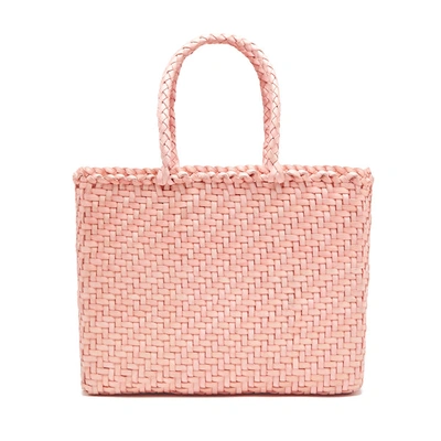 Shop Dragon Diffusion Basket Small Hand-woven Leather Tote Bag In Baby Pink