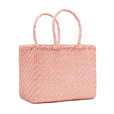 Shop Dragon Diffusion Basket Small Hand-woven Leather Tote Bag In Baby Pink