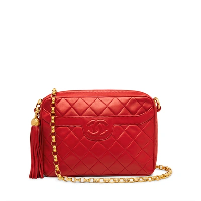 Shop What Goes Around Comes Around Chanel Red Lambskin Pocket Camera Bag