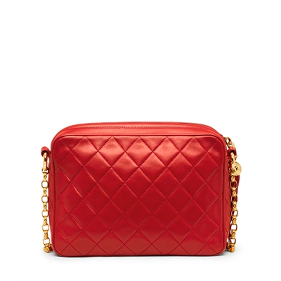 Shop What Goes Around Comes Around Chanel Red Lambskin Pocket Camera Bag