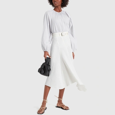 Shop Jw Anderson Asymmetric Belted Panelled Skirt In Off White