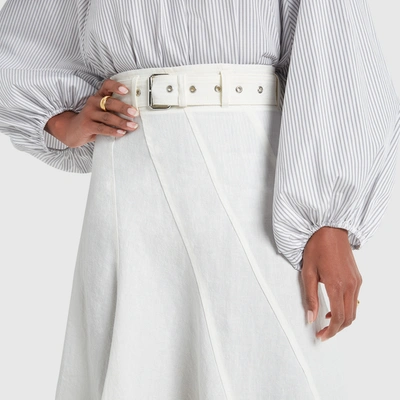 Shop Jw Anderson Asymmetric Belted Panelled Skirt In Off White