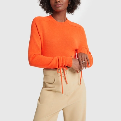 Shop Victoria Beckham Cropped Crewneck Sweater In Orange