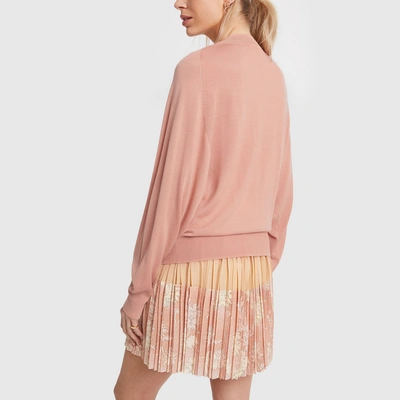 Shop Chloé Lace-trim V-neck Sweater In Milky Pink