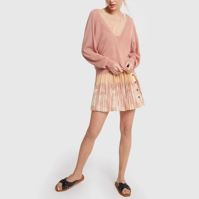 Shop Chloé Lace-trim V-neck Sweater In Milky Pink