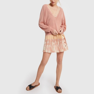 Chloé Women's Wool-blend Lace Detail V-neck Knit Sweater In Milky Pink