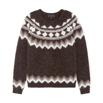 Shop Nili Lotan Adene Sweater In Chocolate Fairisle