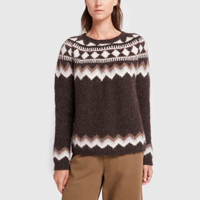 Shop Nili Lotan Adene Sweater In Chocolate Fairisle