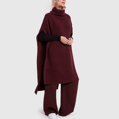 Shop Joseph Long Poncho-cote Anglaise In Maroon