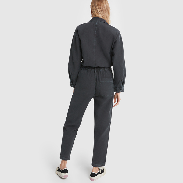 Citizens Of Humanity Marta Cropped Denim Jumpsuit In Black Modesens