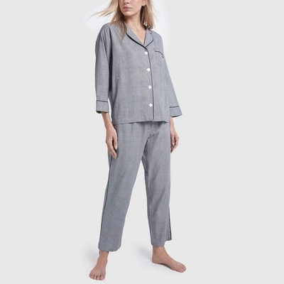 Shop Sleepy Jones Marina Pajama Set In Glen Plaid Black & White
