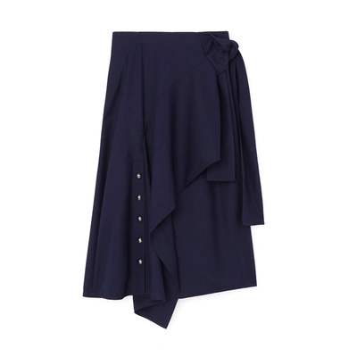 Shop Chloé Side Tie Midi Skirt In Stormy Night