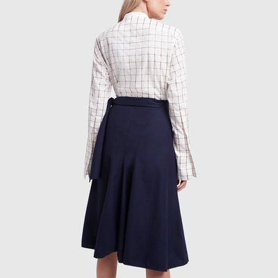 Shop Chloé Side Tie Midi Skirt In Stormy Night