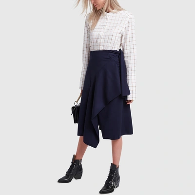 Shop Chloé Side Tie Midi Skirt In Stormy Night