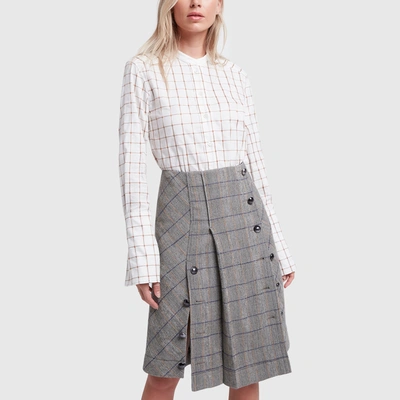 Shop Chloé Windowpane Skirt In Stormy Night