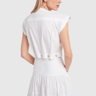 Shop Proenza Schouler Short-sleeve Buttoned Cotton Dress In White