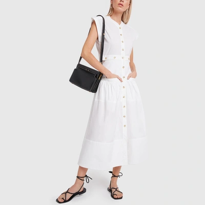 Shop Proenza Schouler Short-sleeve Buttoned Cotton Dress In White