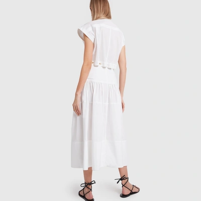 Shop Proenza Schouler Short-sleeve Buttoned Cotton Dress In White