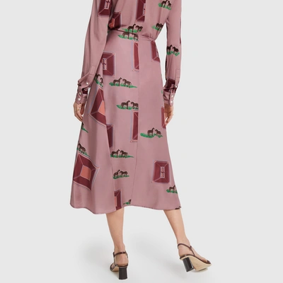 Shop Victoria Beckham Pleated Panel Skirt In Pink/bordeaux