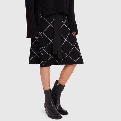 Shop Proenza Schouler Windowpane Wrap-knit Skirt In Black/optic White