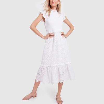 Shop Sea Zippy Smocked Midi Dress In White
