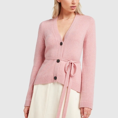 Shop Brock Collection Qottico Cardigan With Waist Tie In Dark Pink