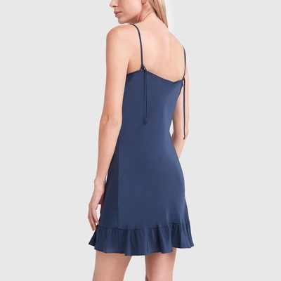 Shop Pour Les Femmes Silk Ruffle Slip Dress In Navy