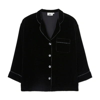 Shop Sleepy Jones Marina Velvet Shirt In Black