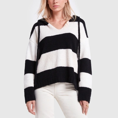 Shop Atm Anthony Thomas Melillo Chenille Hoodie Sweater In Black/white Stripe