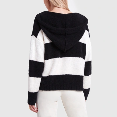 Shop Atm Anthony Thomas Melillo Chenille Hoodie Sweater In Black/white Stripe