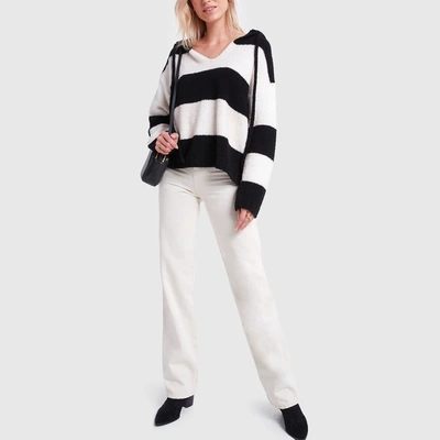 Shop Atm Anthony Thomas Melillo Chenille Hoodie Sweater In Black/white Stripe