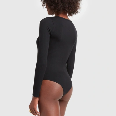 Shop G. Label Annika Long-sleeve Henley Bodysuit In Black