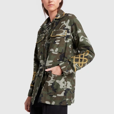 Shop Nili Lotan Wren Band Jacket In Green Camouflage Print