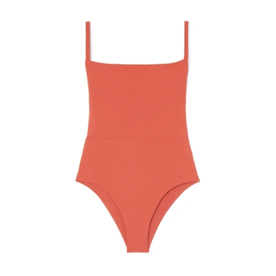 Shop Anemone Square Neck One-piece Swimsuit In Terracota