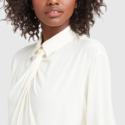 Shop Victoria Beckham Twist-neck Shirt In Vanilla